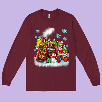 Long Sleeve Tee christmas polar express santa