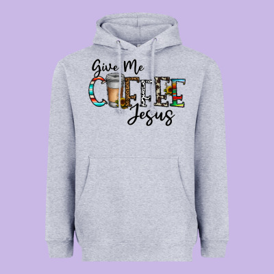 Give Me Coffee Jesus Heavyweight Hoodie Designed By Cowhidedigitalart