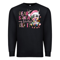 Black dear santa my brother did it Premium Sweatshirt - AdoDesignShop