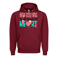 Burgundy nursing is a work of heart Zipper Hoodie - texasbilliewilder