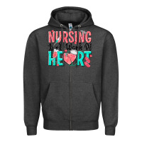 Charcoal Heather nursing is a work of heart Zipper Hoodie - texasbilliewilder