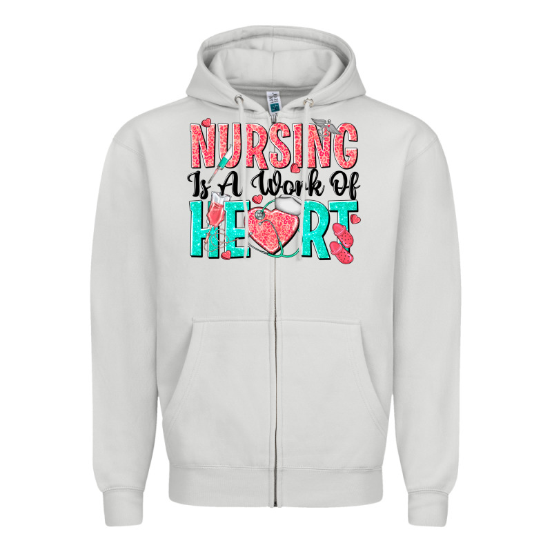 Nursing Is A Work Of Heart Zipper Hoodie by texasbilliewilder | Teevron
