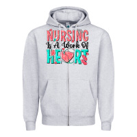 Heather Grey nursing is a work of heart Zipper Hoodie - texasbilliewilder