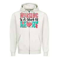 Oatmeal Heather nursing is a work of heart Zipper Hoodie - texasbilliewilder