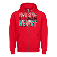 Red nursing is a work of heart Zipper Hoodie - texasbilliewilder