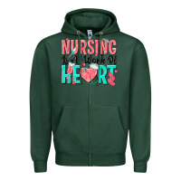 Sports Green nursing is a work of heart Zipper Hoodie - texasbilliewilder