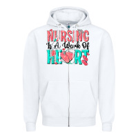 White nursing is a work of heart Zipper Hoodie - texasbilliewilder