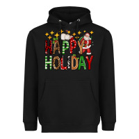 Black happy holiday christmas Heavyweight Hoodie - FaDigitalArtStudio