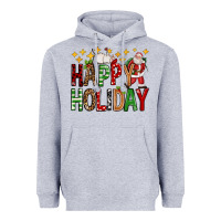 Heather Grey happy holiday christmas Heavyweight Hoodie - FaDigitalArtStudio