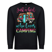 Black just a girl who loves camping Premium Sweatshirt - JahusDesignShop