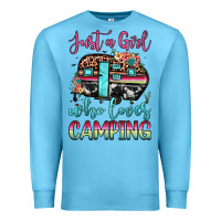 Ocean Blue just a girl who loves camping Premium Sweatshirt - JahusDesignShop
