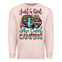 Pale Pink just a girl who loves camping Premium Sweatshirt - JahusDesignShop