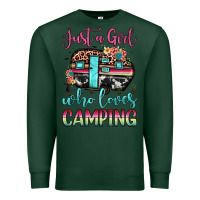 Sports Green just a girl who loves camping Premium Sweatshirt - JahusDesignShop
