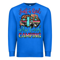 True Royal just a girl who loves camping Premium Sweatshirt - JahusDesignShop