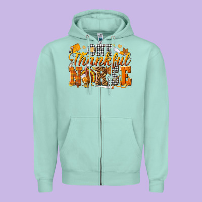 One Thankful Nurse Zipper Hoodie Designed By Texasbilliewilder
