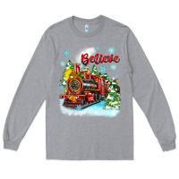 Heather Grey christmas polar express believe Long Sleeve Tee - Zillion Design Studio