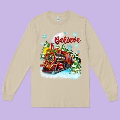 Long Sleeve Tee christmas polar express believe