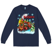 Navy christmas polar express believe Long Sleeve Tee - Zillion Design Studio