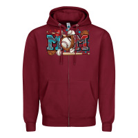 Burgundy mom baseball Zipper Hoodie - Zillion Design Studio
