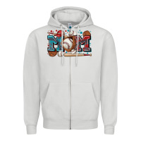 Dove Grey mom baseball Zipper Hoodie - Zillion Design Studio