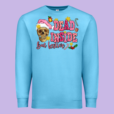 Dead Inside But Festive Premium Sweatshirt Designed By Adodesignshop