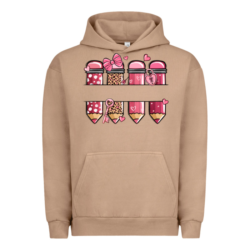 Custom Name Valentine's Day School Pencils Urban Hoodie by MaliasSmallBusiness | Teevron