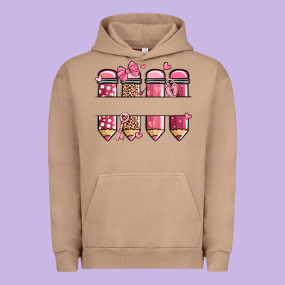 Custom Name Valentine's Day School Pencils Urban Hoodie Designed By Maliassmallbusiness