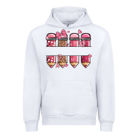 White custom name valentine's day school pencils Urban Hoodie - MaliasSmallBusiness