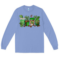 Colony Blue t  rex coffee cups Long Sleeve Tee - texasbilliewilder