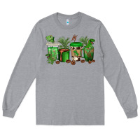 Heather Grey t  rex coffee cups Long Sleeve Tee - texasbilliewilder