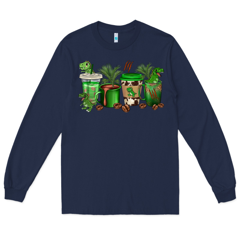 T  Rex Coffee Cups Long Sleeve Tee by texasbilliewilder | Teevron