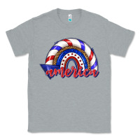 Heather Grey America rainbow Classic Tee - texasbilliewilder