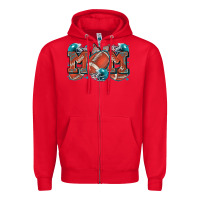 Red mom american football Zipper Hoodie - Zillion Design Studio