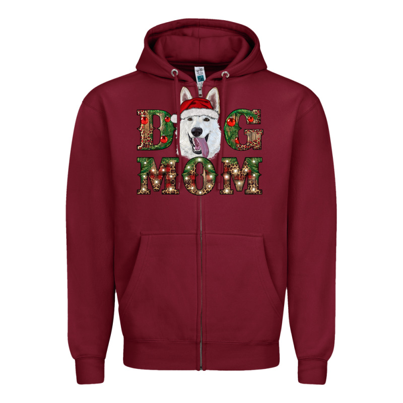 Christmas  White Shepherd Dog Mom Zipper Hoodie by RanaPortraitStore | Teevron