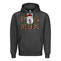 Charcoal Heather christmas  white shepherd dog mom Zipper Hoodie - RanaPortraitStore