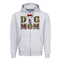 Heather Grey christmas  white shepherd dog mom Zipper Hoodie - RanaPortraitStore