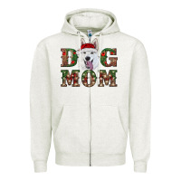 Oatmeal Heather christmas  white shepherd dog mom Zipper Hoodie - RanaPortraitStore