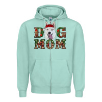 Seafoam christmas  white shepherd dog mom Zipper Hoodie - RanaPortraitStore
