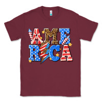 Burgundy America with lightning bolt Classic Tee - texasbilliewilder