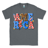 Charcoal Heather America with lightning bolt Classic Tee - texasbilliewilder