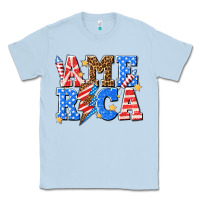 Dusty Blue America with lightning bolt Classic Tee - texasbilliewilder