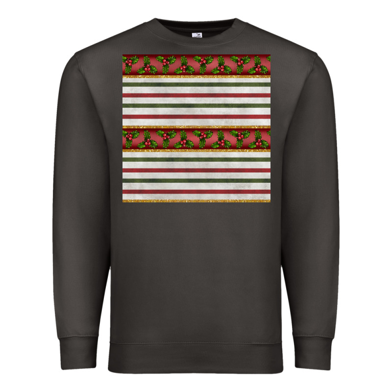 Christmas Mistletoe And Stripes Seamless Pattern Premium Sweatshirt by BundleAndBundleShop | Teevron