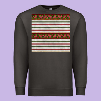 Christmas Mistletoe And Stripes Seamless Pattern Premium Sweatshirt Designed By Bundleandbundleshop