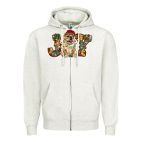 Oatmeal Heather bulldog christmas joy Zipper Hoodie - RanaPortraitStore