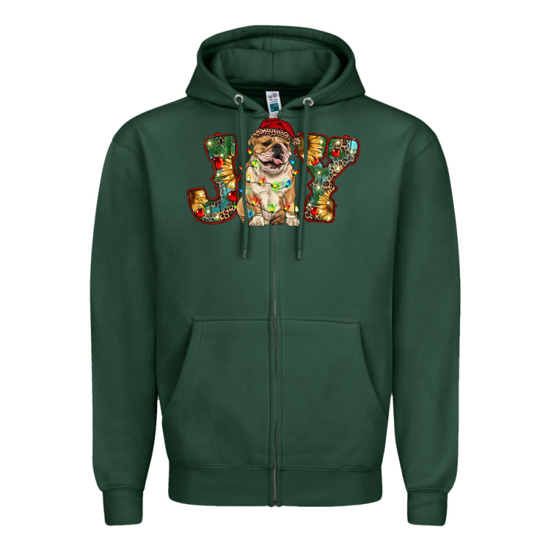 Bulldog Christmas Joy Zipper Hoodie by RanaPortraitStore | Teevron