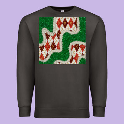 Christmas Diamond Plaid And Green Glitter Seamless Pattern Premium Sweatshirt Designed By Bundleandbundleshop