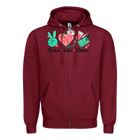 Burgundy peace love nurse Zipper Hoodie - texasbilliewilder