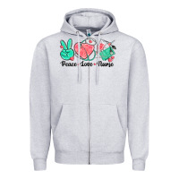 Heather Grey peace love nurse Zipper Hoodie - texasbilliewilder