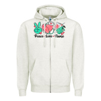Oatmeal Heather peace love nurse Zipper Hoodie - texasbilliewilder