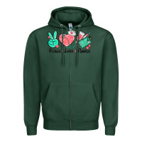 Sports Green peace love nurse Zipper Hoodie - texasbilliewilder